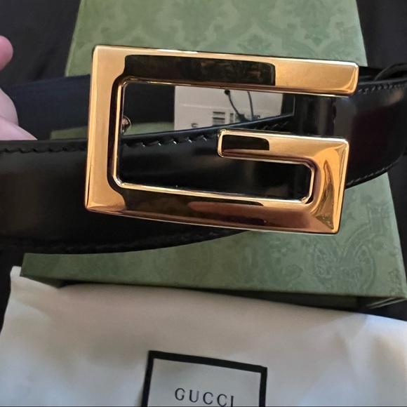 Gucci Unisex Leather Belt with G Buckle Black Leather - Picture 11 of 15
